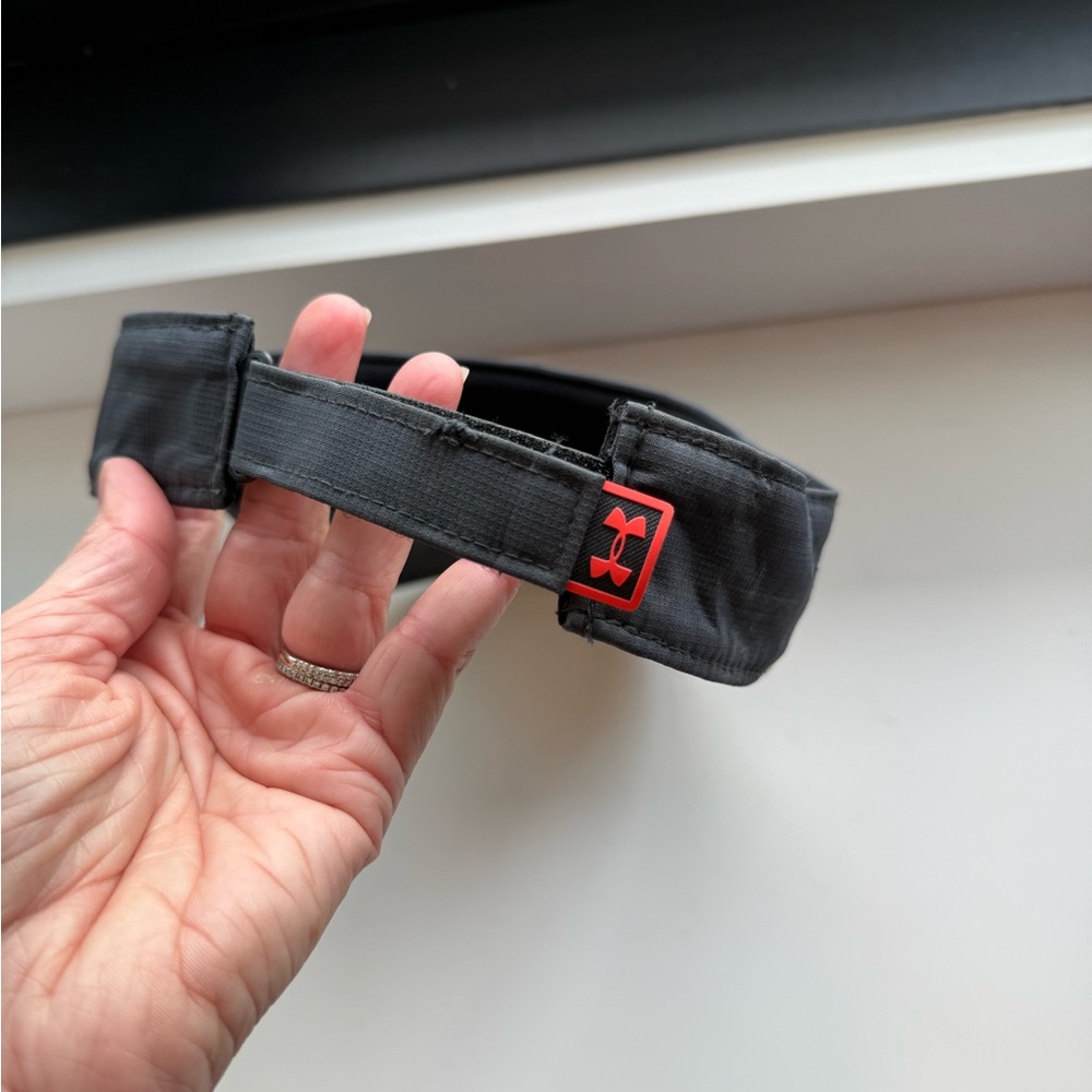 Under Armour Dark Gray Visor with Red/orange Emblem youth Velcro back - Picture 6 of 6